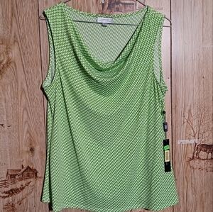 NWT Tahari Arthure S Levine Green Geometric Cowl Neck Size Large
